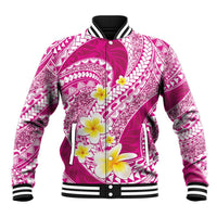 Plumeria Polynesian Pink Glitter Pattern Baseball Jacket LT01 Unisex Pink - Polynesian Pride