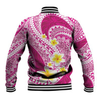 Plumeria Polynesian Pink Glitter Pattern Baseball Jacket LT01 - Polynesian Pride