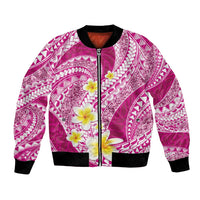 Plumeria Polynesian Pink Glitter Pattern Bomber Jacket