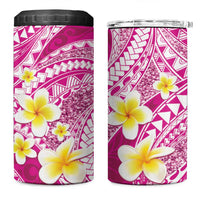 Plumeria Polynesian Pink Glitter Pattern 4 in 1 Can Cooler Tumbler LT01 One Size: 16 oz Pink - Polynesian Pride