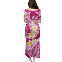 Plumeria Polynesian Pink Glitter Pattern Family Matching Puletasi and Hawaiian Shirt LT01 - Polynesian Pride
