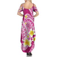 Plumeria Polynesian Pink Glitter Pattern Family Matching Summer Maxi Dress and Hawaiian Shirt LT01 - Polynesian Pride
