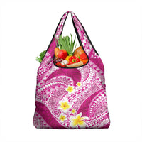Plumeria Polynesian Pink Glitter Pattern Grocery Bag LT01 1-pack One Size Pink - Polynesian Pride