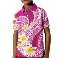 Plumeria Polynesian Pink Glitter Pattern Kid Polo Shirt