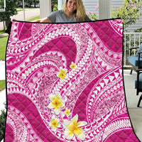 Plumeria Polynesian Pink Glitter Pattern Quilt