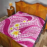 Plumeria Polynesian Pink Glitter Pattern Quilt
