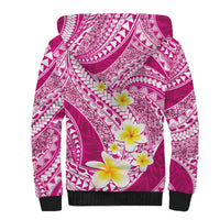 Plumeria Polynesian Pink Glitter Pattern Sherpa Hoodie LT01 - Polynesian Pride