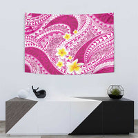 Plumeria Polynesian Pink Glitter Pattern Tapestry