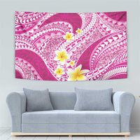 Plumeria Polynesian Pink Glitter Pattern Tapestry