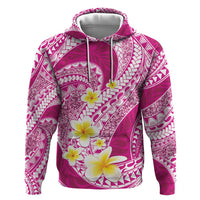 Plumeria Polynesian Pink Glitter Pattern Zip Hoodie