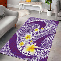 Plumeria Polynesian Purple Glitter Pattern Area Rug