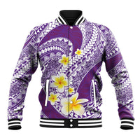 Plumeria Polynesian Purple Glitter Pattern Baseball Jacket LT01 Unisex Purple - Polynesian Pride
