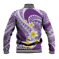 Plumeria Polynesian Purple Glitter Pattern Baseball Jacket LT01 - Polynesian Pride
