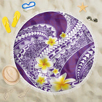 Plumeria Polynesian Purple Glitter Pattern Beach Blanket LT01 One Size 150cm Purple - Polynesian Pride