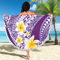 Plumeria Polynesian Purple Glitter Pattern Beach Blanket LT01 - Polynesian Pride