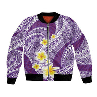 Plumeria Polynesian Purple Glitter Pattern Bomber Jacket