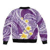 Plumeria Polynesian Purple Glitter Pattern Bomber Jacket