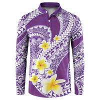 Plumeria Polynesian Purple Glitter Pattern Button Sweatshirt LT01 Purple - Polynesian Pride
