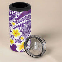 Plumeria Polynesian Purple Glitter Pattern 4 in 1 Can Cooler Tumbler LT01 - Polynesian Pride