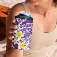 Plumeria Polynesian Purple Glitter Pattern 4 in 1 Can Cooler Tumbler LT01 - Polynesian Pride