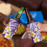 Plumeria Polynesian Purple Glitter Pattern 4 in 1 Can Cooler Tumbler LT01 - Polynesian Pride