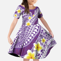 Plumeria Polynesian Purple Glitter Pattern Family Matching Mermaid Dress and Hawaiian Shirt LT01 Daughter's Dress Purple - Polynesian Pride