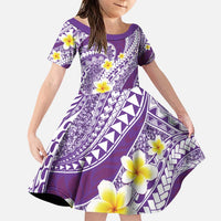 Plumeria Polynesian Purple Glitter Pattern Family Matching Puletasi and Hawaiian Shirt LT01 Daughter's Dress Purple - Polynesian Pride