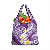 Plumeria Polynesian Purple Glitter Pattern Grocery Bag LT01 1-pack One Size Purple - Polynesian Pride