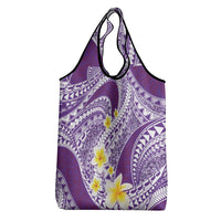 Plumeria Polynesian Purple Glitter Pattern Grocery Bag LT01 - Polynesian Pride