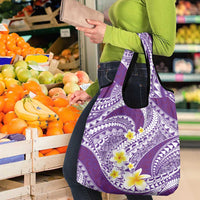 Plumeria Polynesian Purple Glitter Pattern Grocery Bag LT01 - Polynesian Pride
