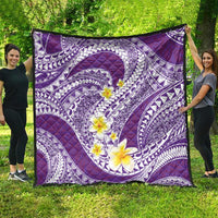 Plumeria Polynesian Purple Glitter Pattern Quilt