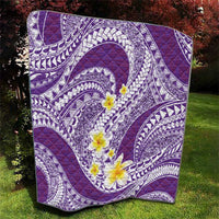Plumeria Polynesian Purple Glitter Pattern Quilt