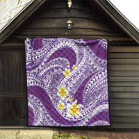Plumeria Polynesian Purple Glitter Pattern Quilt