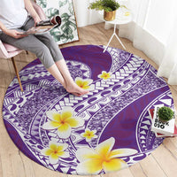Plumeria Polynesian Purple Glitter Pattern Round Carpet LT01 - Polynesian Pride