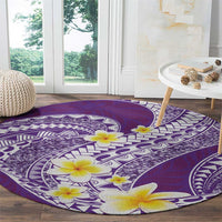 Plumeria Polynesian Purple Glitter Pattern Round Carpet LT01 - Polynesian Pride
