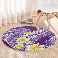Plumeria Polynesian Purple Glitter Pattern Round Carpet LT01 - Polynesian Pride