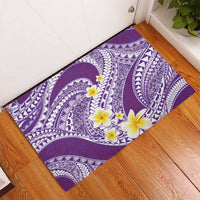 Plumeria Polynesian Purple Glitter Pattern Rubber Doormat LT01 - Polynesian Pride