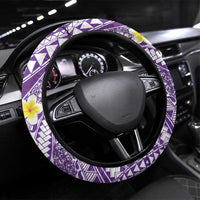 Plumeria Polynesian Purple Glitter Pattern Steering Wheel Cover LT01 Universal Fit Purple - Polynesian Pride