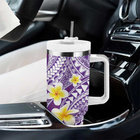 Plumeria Polynesian Purple Glitter Pattern Tumbler With Handle LT01 - Polynesian Pride