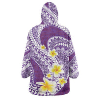 Plumeria Polynesian Purple Glitter Pattern Wearable Blanket Hoodie LT01 - Polynesian Pride