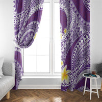 Plumeria Polynesian Purple Glitter Pattern Window Curtain LT01 - Polynesian Pride