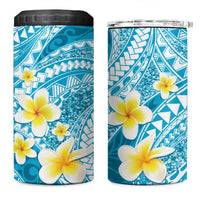 Plumeria Polynesian Sky Blue Glitter Pattern 4 in 1 Can Cooler Tumbler LT01 One Size: 16 oz Sky Blue - Polynesian Pride