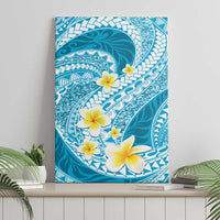 Plumeria Polynesian Sky Blue Glitter Pattern Canvas Wall Art LT01 - Polynesian Pride
