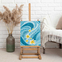 Plumeria Polynesian Sky Blue Glitter Pattern Canvas Wall Art LT01 - Polynesian Pride