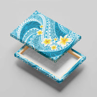 Plumeria Polynesian Sky Blue Glitter Pattern Canvas Wall Art LT01 - Polynesian Pride