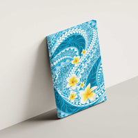 Plumeria Polynesian Sky Blue Glitter Pattern Canvas Wall Art LT01 - Polynesian Pride