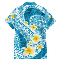 Plumeria Polynesian Sky Blue Glitter Pattern Family Matching Tank Maxi Dress and Hawaiian Shirt LT01 - Polynesian Pride