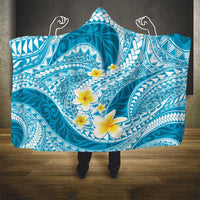 Plumeria Polynesian Sky Blue Glitter Pattern Hooded Blanket LT01 - Polynesian Pride