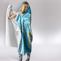 Plumeria Polynesian Sky Blue Glitter Pattern Hooded Blanket LT01 - Polynesian Pride