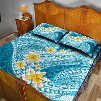 Plumeria Polynesian Sky Blue Glitter Pattern Quilt Bed Set LT01 - Polynesian Pride
